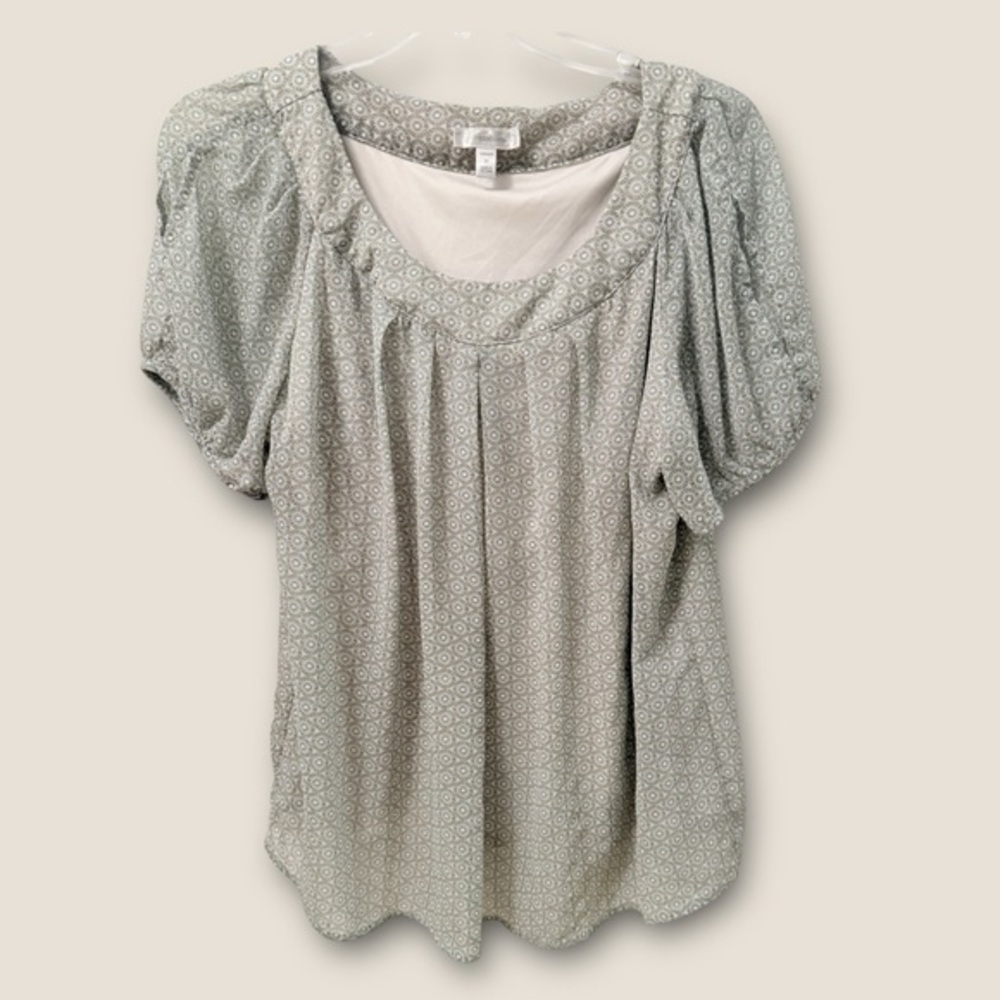 Dressbarn Plus Size 2x Womens Light Green Blouse Top Shirt Circles Lined AE - Picture 1 of 7